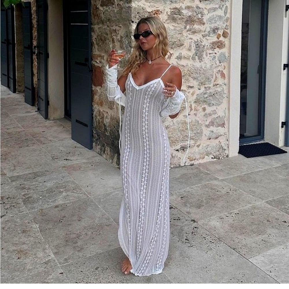 Tiger Mist White Sheer Maxi Dress